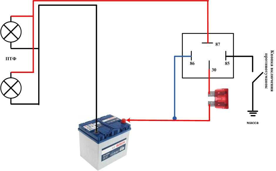 Реле на противотуманные фары схема подключения
